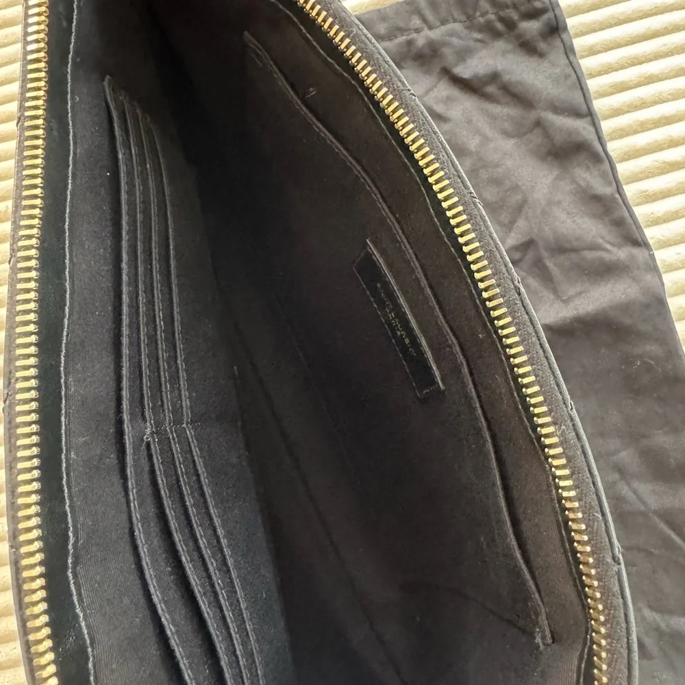 Saint Laurent Black Quilted Chevron Leather Wristlet with Gold YSL Logo - Picture 5 of 16